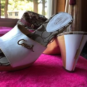 Coach Wood Clog Heels. 10B White